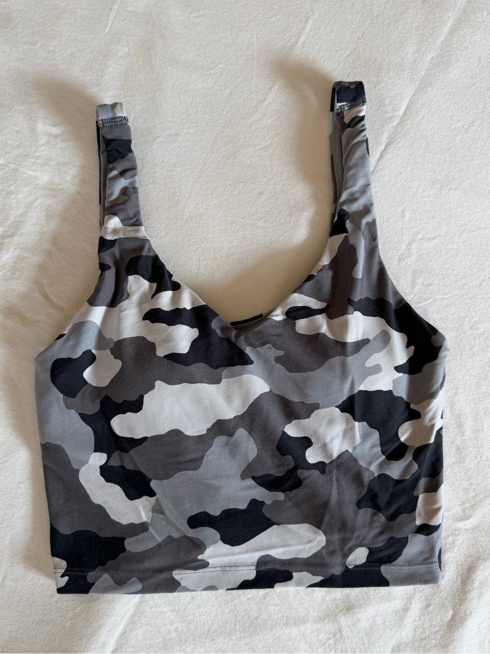 OFFLINE by Aerie Real Me Camo Longline Sports Bra Gray Black Medium